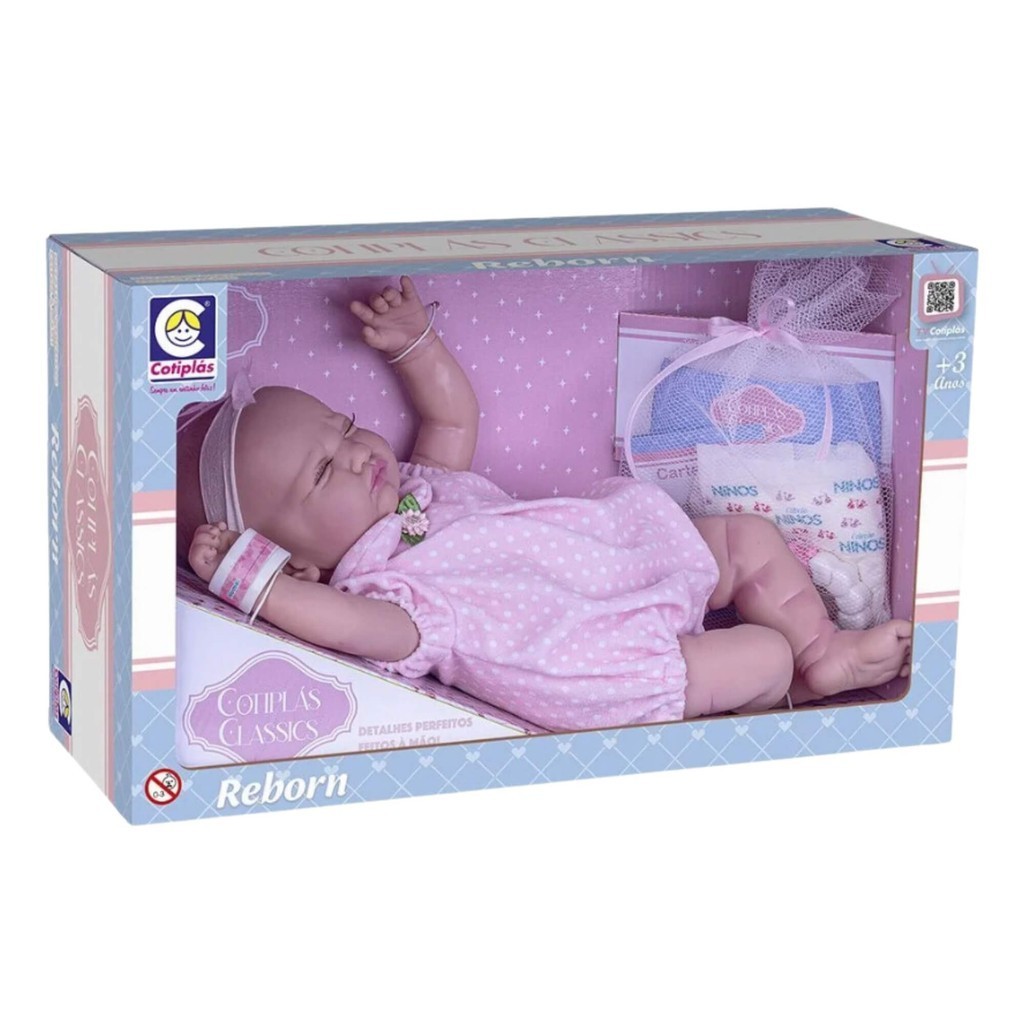 Boneca Bebê Reborn Classics Menina Cotiplás - 2773 em Oferta na Shopee