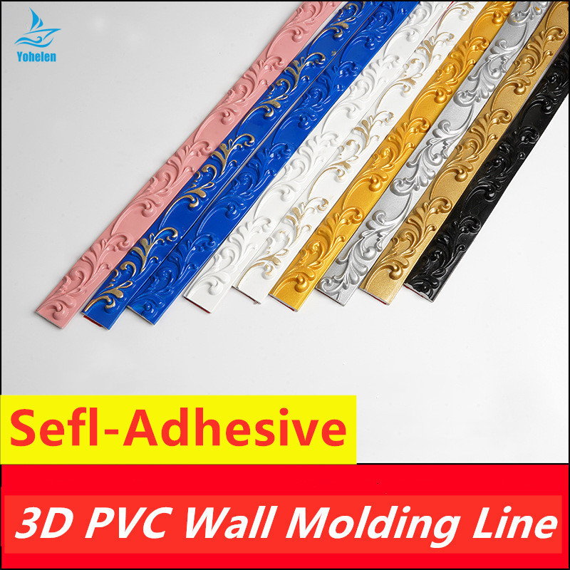 Linha De Moldagem De Parede Em PVC 3D Macia Autocolante De Fundo De Rodapé De Teto Acabamento 3D Fita Adesiva Decorativa