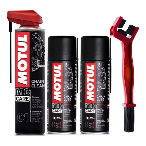 KIT MOTUL MC CARE C1 CHAIN CLEAN 400ML + 2 UN C2+ PLUS + ESCOVA em Oferta na Shopee
