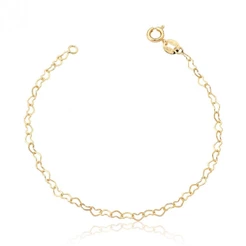 Pulseira Feminina ouro 18k elos coração