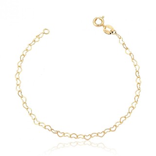 Pulseira Feminina ouro 18k elos coração em Oferta na Shopee