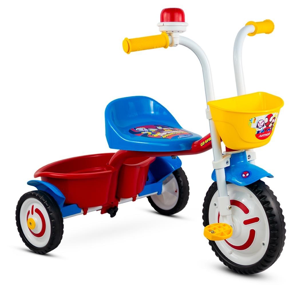 Triciclo Infantil Nathor Spider-Man Azul em Alumínio com Cestinha