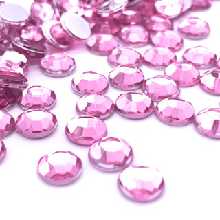 Chaton Redondo Modelo Diamante 6mm - Rosa Bebê - Base Reta em Oferta na Shopee