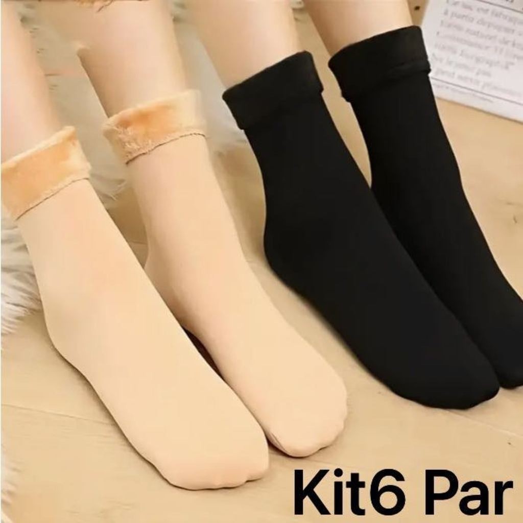 Kit com 6,3,1 pares de meias/meias soquete térmica grossa flanelada fleece inverno frio in...