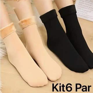 Kit com 6,3,1 pares de meias/meias soquete térmica grossa flanelada fleece inverno frio intenso em Oferta na Shopee