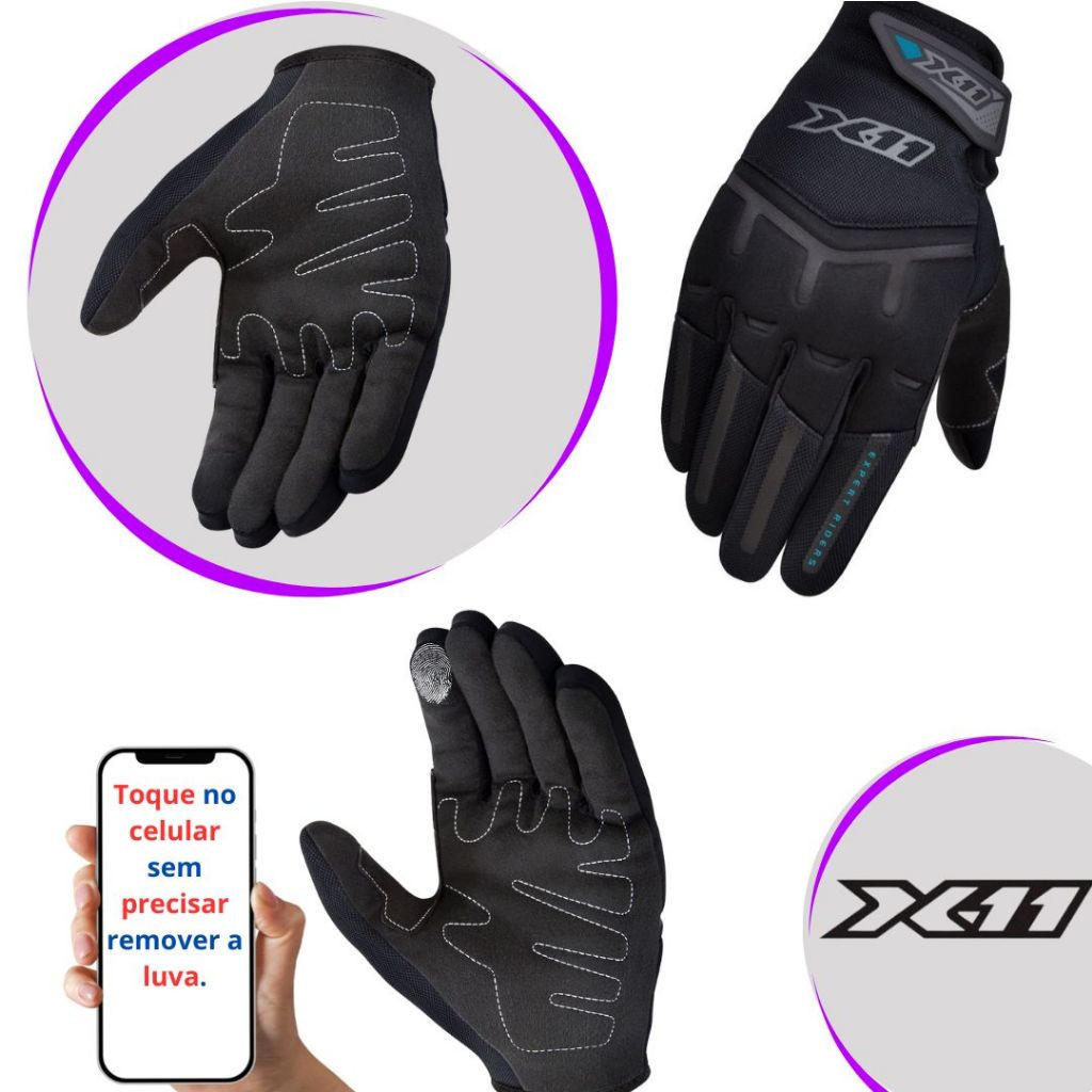 Luva Moto Feminina Fit X Touch Screen Motociclista X11