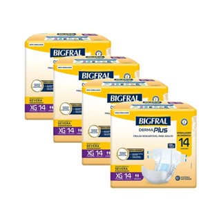 Kit 4 Fraldas Geriátricas Bigfral Derma Plus XG com 14un cada em Oferta na Shopee