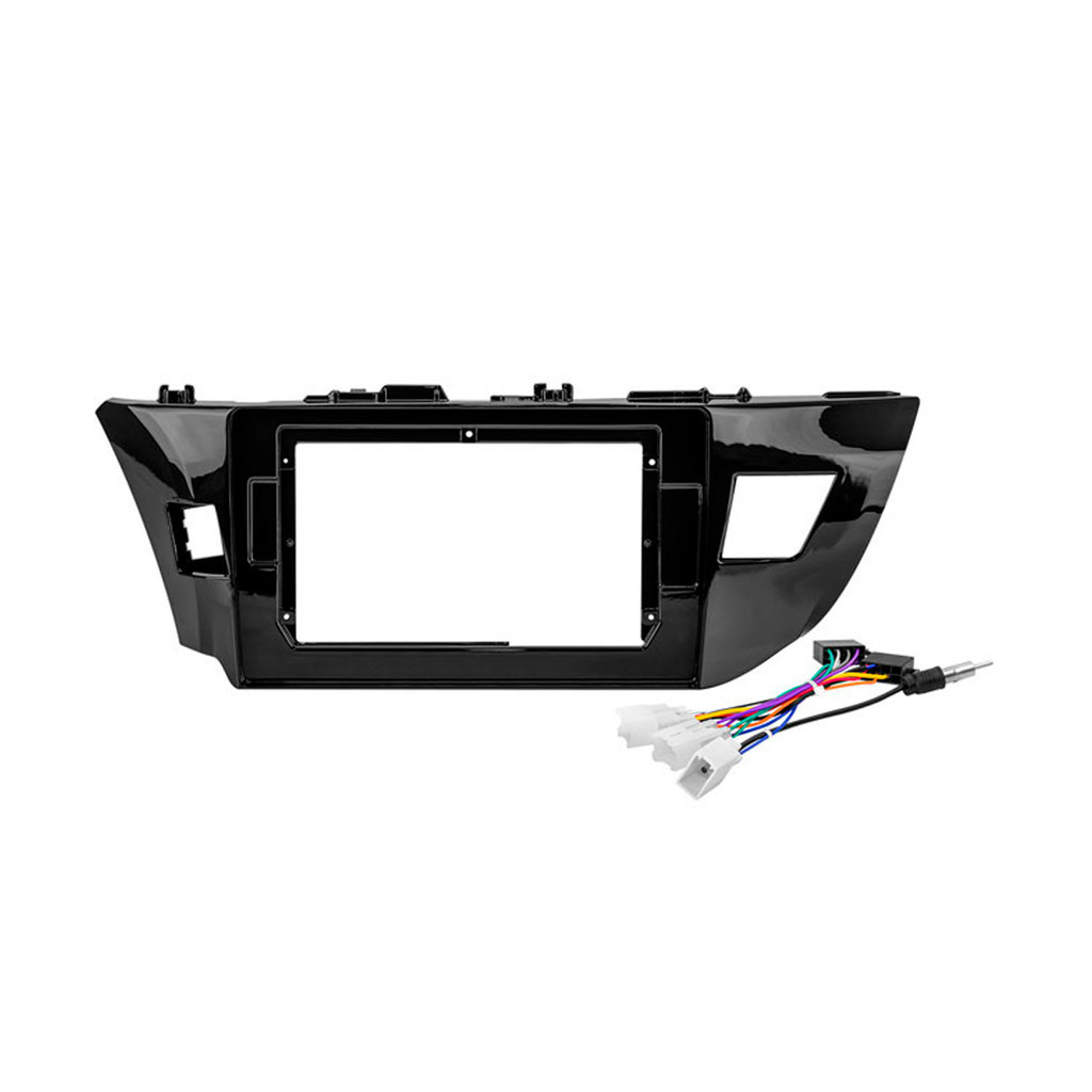 Kit Moldura Painel 10 Pol Corolla GLI 2014 2015 2016 2017 2 Din Black Piano Chicote Som Plug Antena