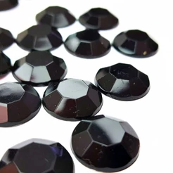 Chaton Modelo Diamante Redondo 16mm Preto – Pedra Acrílica para Colagem – Base Reta