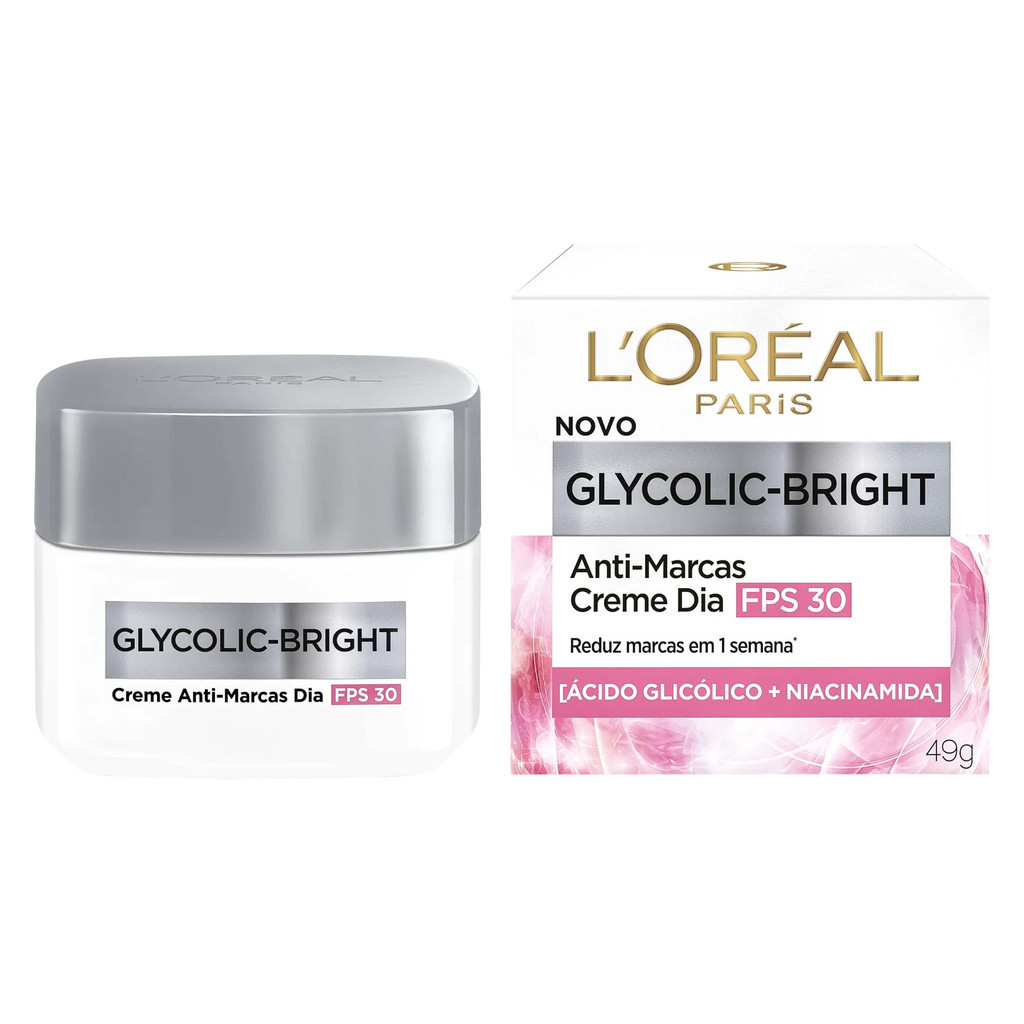 CREME ANTI MARCAS GLYCOLIC BRIGHT DIA FPS30 LORÉAL PARIS 49G - Beauty