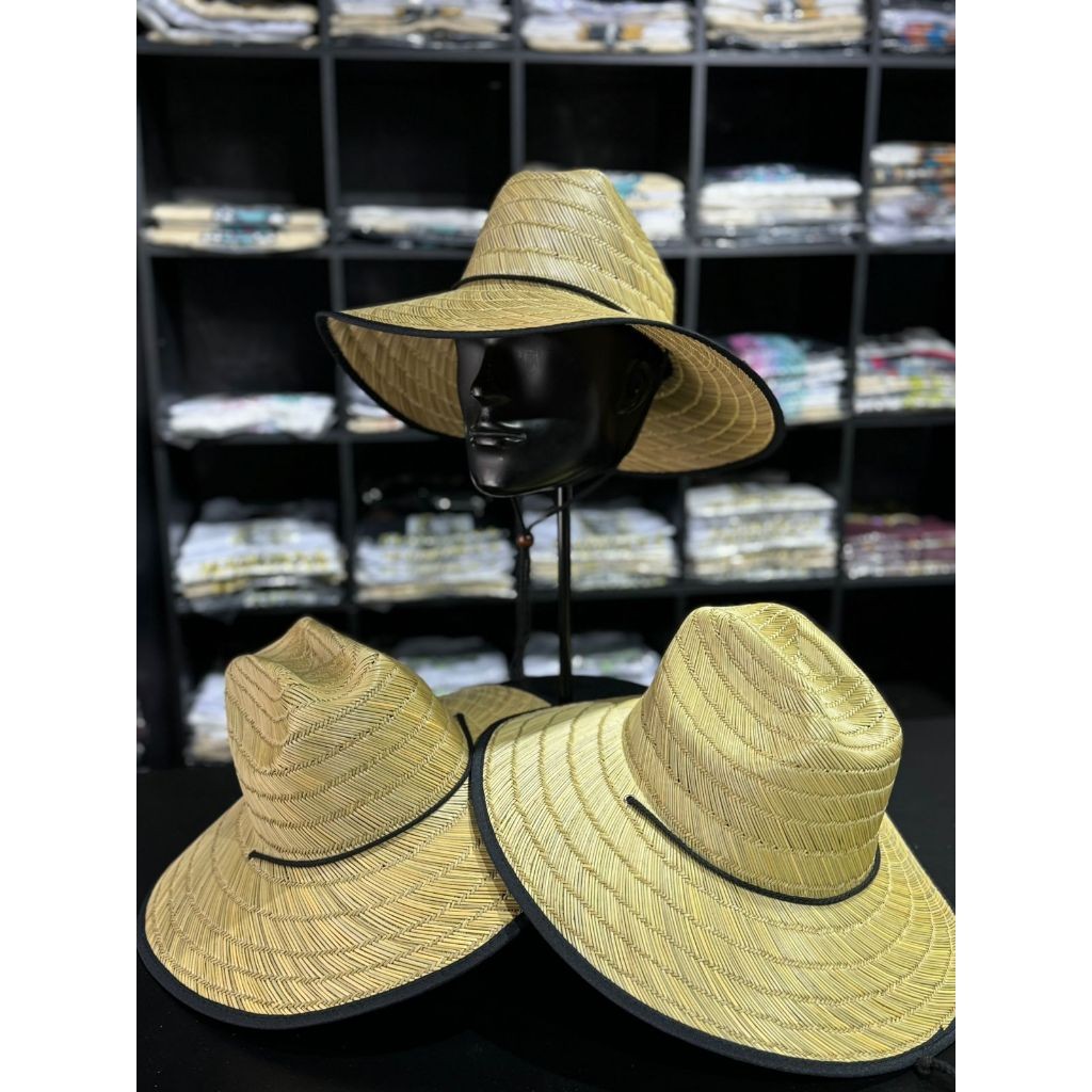 Chapéu de Palha Moda Praia Palha Bambu Aba Larga Moda Surf Verão Praia Unissex
