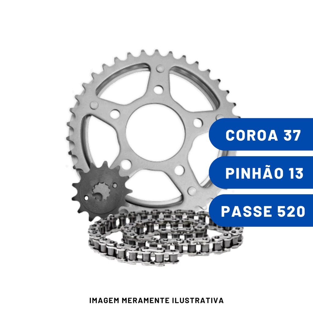 Kit Relação Cbx 250 Twister Corrente Grossa Passe 520 Coroa 37 dentes X Pinhão 13