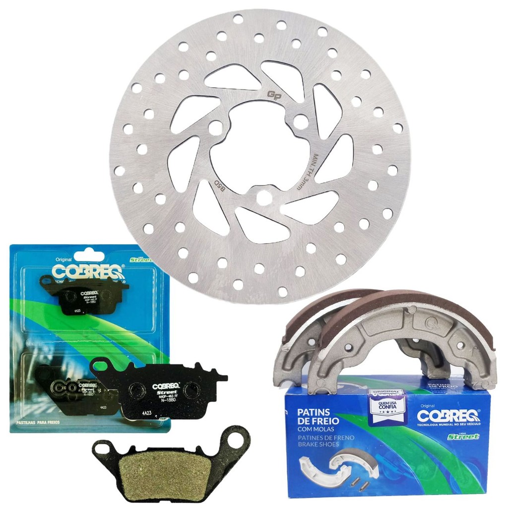 Disco de Freio Dianteiro Fluo 125 2022-2025 + Pastilhas e Lonas Cobreq em Oferta na Shopee