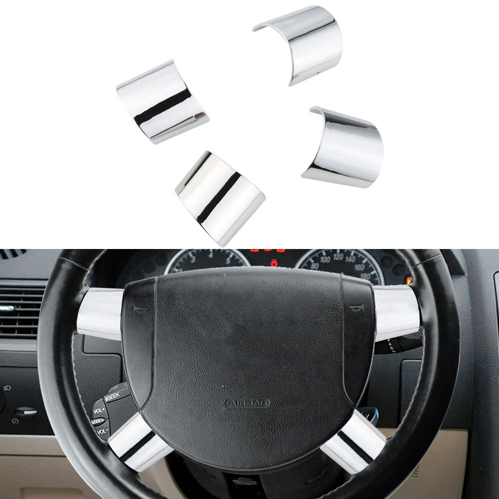 Para Ford Mondeo 2004 2005 2006 Volante Guarnição Adesivo 4 Pçs ABS Chrome Decoração Capa Acessórios Interiores