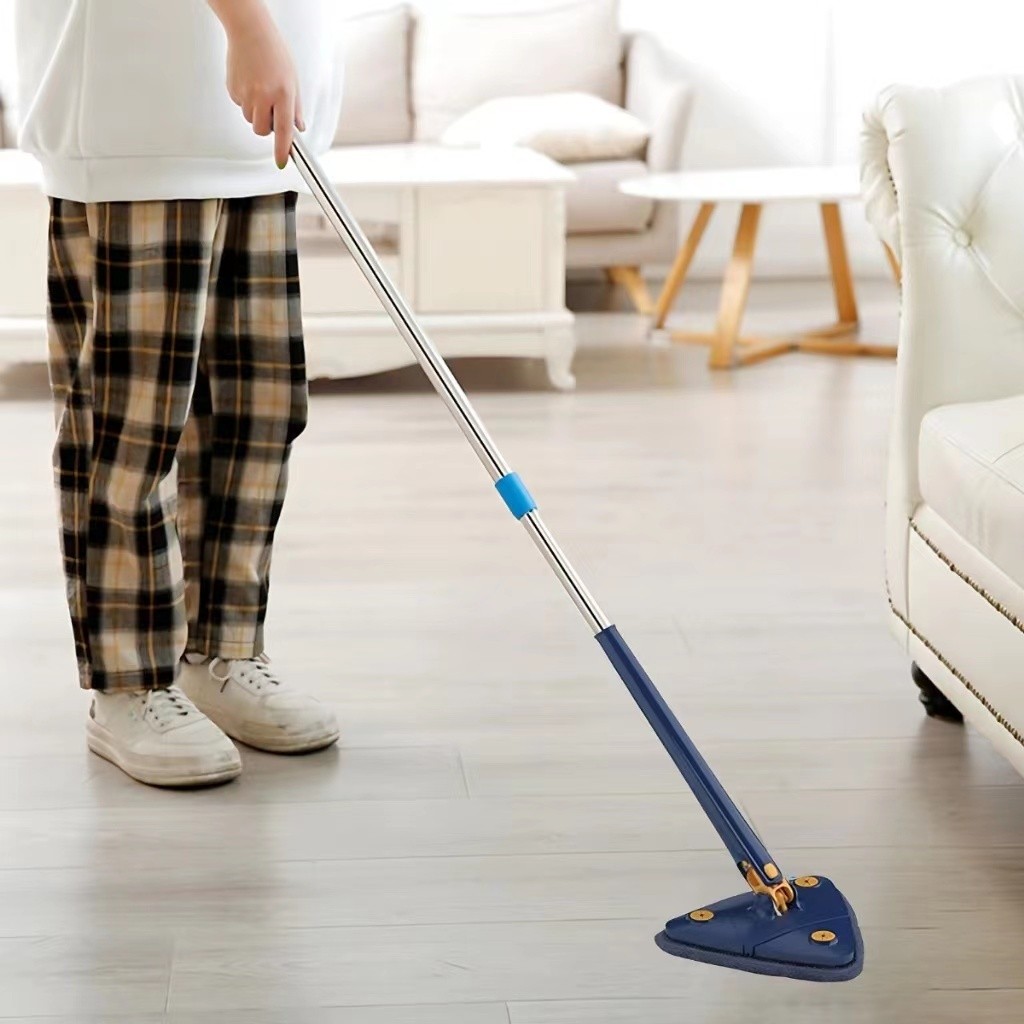 Esfregao Branco ou Azul Aleatório com 4 pano Triangulo Mop De Limpeza AjustavelGiratoria 360°JIG