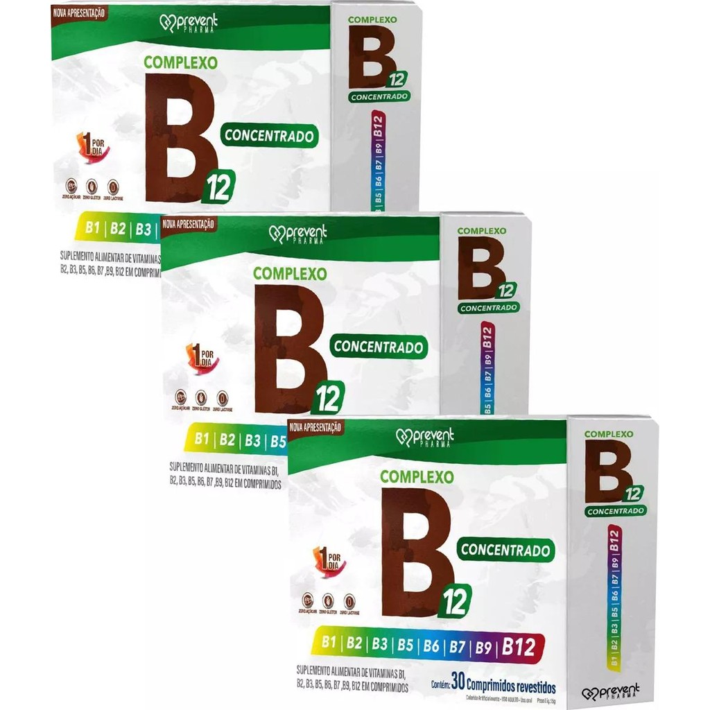 Kit 3 Complexo B12 Concentrado 30 Cápsulas - Prevent Pharma
