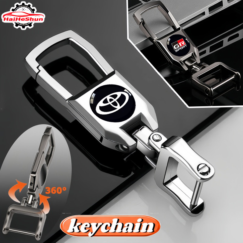 Chaveiro Carro Toyota Universal 360 ° Corrente Anti-Perda Com Logotipo Da Marca 3D De Rotação Suave Para Corolla Cross H em Oferta na Shopee