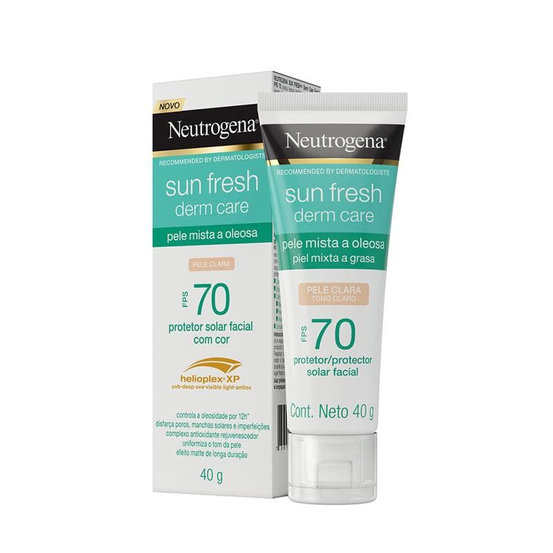 Protetor Solar Facial Neutrogena Sun Fresh Derm Care Pele Clara FPS70 40g em Oferta na Shopee