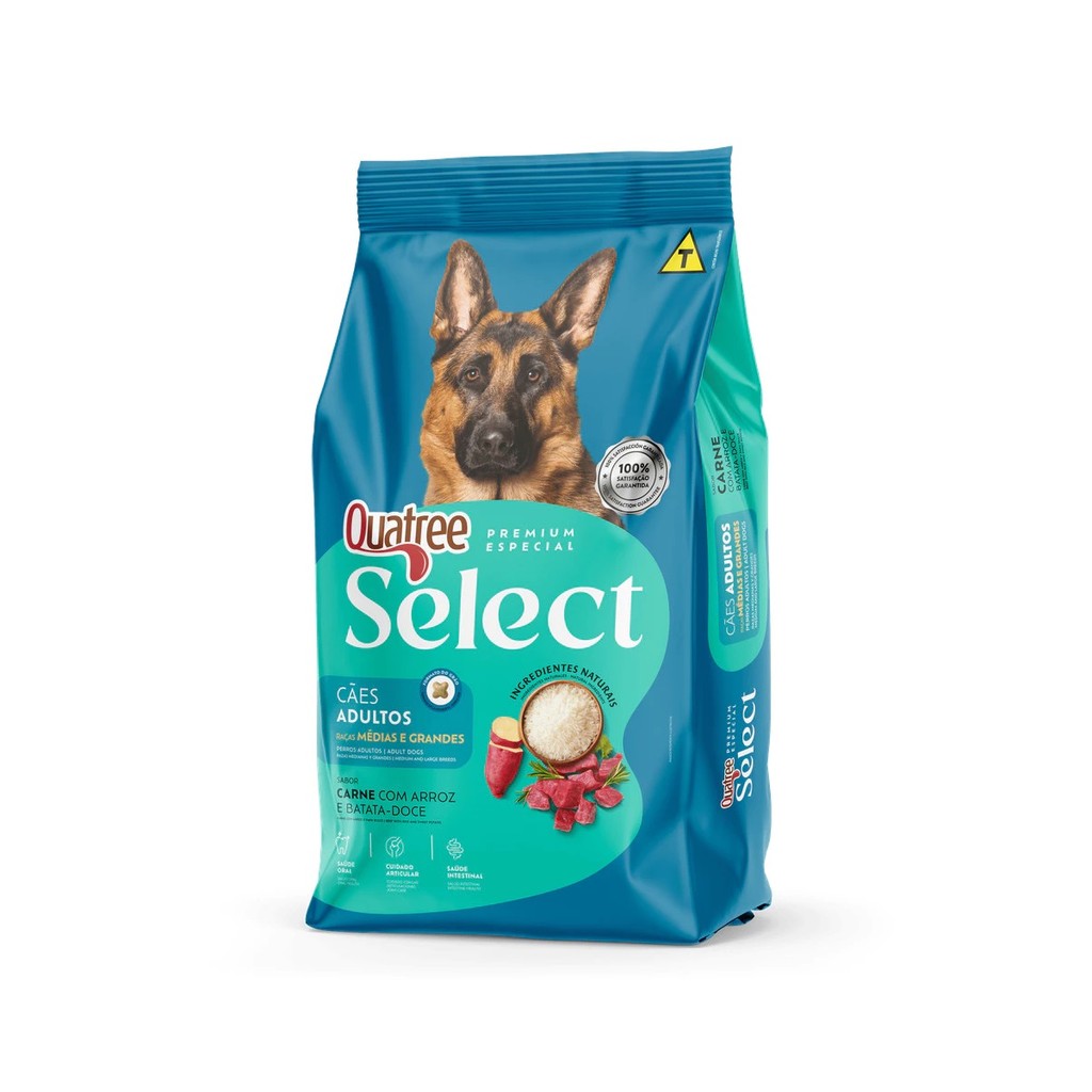 Ração Quatree Select Cão Adulto Médio E Grande Carne Arroz B 15kg