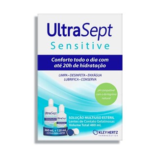 Kit Ultrasept Sensitive Solução Multiuso Para Lente De Contato 480ml + Estojo Para Lentes em Oferta na Shopee
