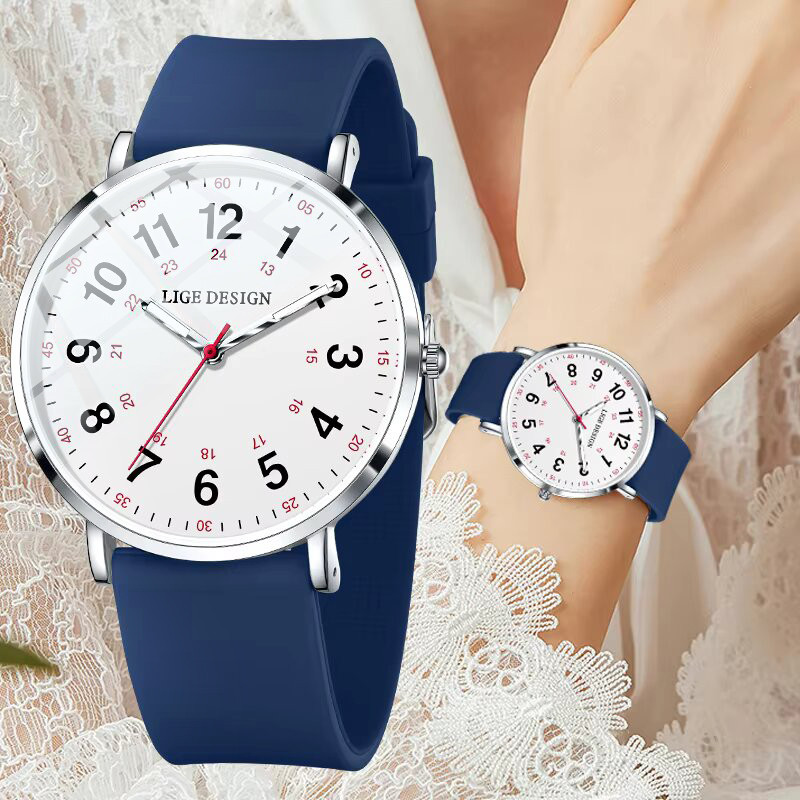 LIGE Relógio Original Masculino Casal Moda Casual Relógios Feminino À Prova Dwaterproof Água Luminosa Quartzo De Pulso