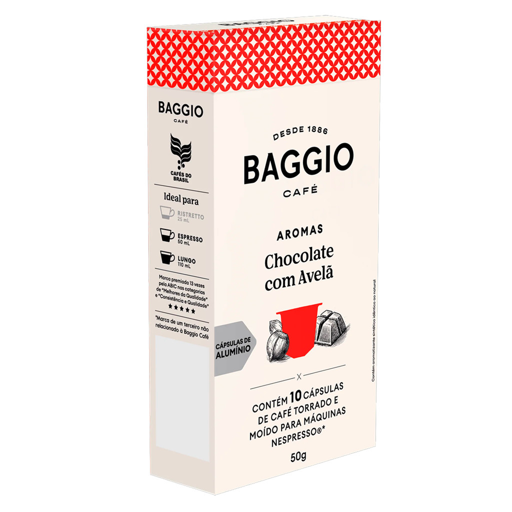 CAFÉ BAGGIO CÁPSULA TORRADO E MOÍDO CHOCOLATE COM AVELA 50G