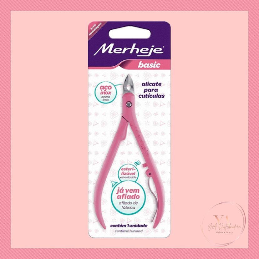 Alicate para Cutículas Merheje Basic Rosa em Oferta na Shopee