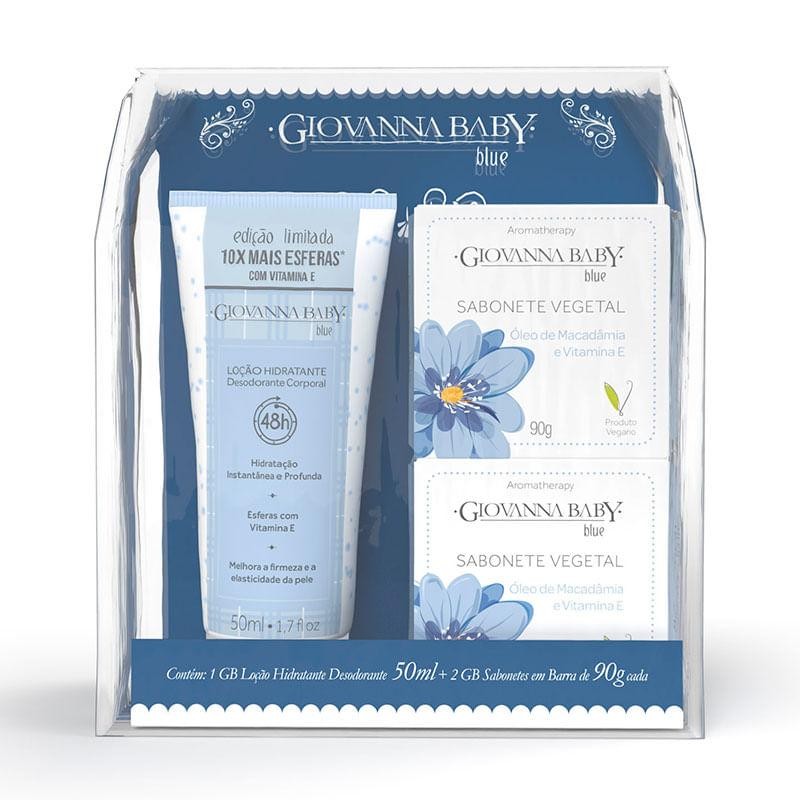 Kit Loção Hidratante Giovanna Baby Blue 50ml + Sabonete Vegetal Giovanna Baby Blue 2 Unidades 90g Cada em Oferta na Shopee