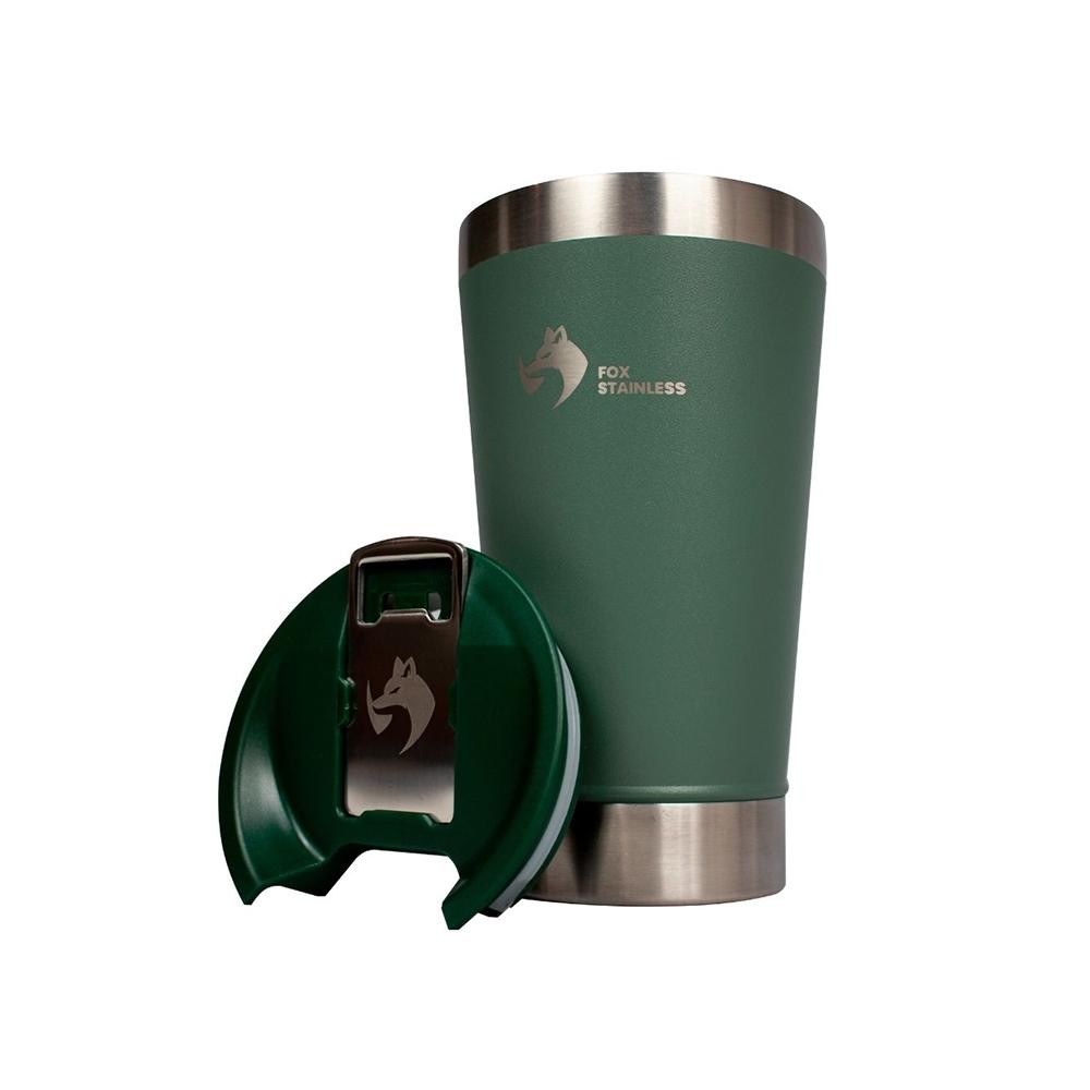 Copo Térmico Fox Stainless Quente e Frio com Tampa 473ml Verde - Home & Living