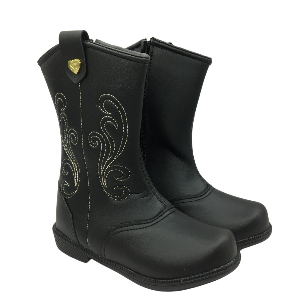 Bota Texana Menina Feminina Infantil Country Com Bordado