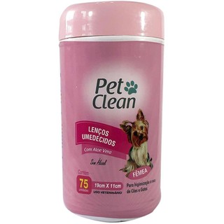Lenços Umedecidos Femea Pet Clean para Cães Higiene à Seco - 75 unidades