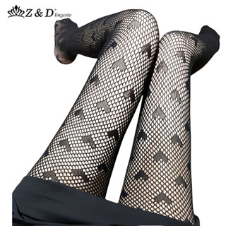 Z&D Lingerie Meia Calça Arrastão Adulto Cor Preto Com Estampa Coração LZ001 em Oferta na Shopee