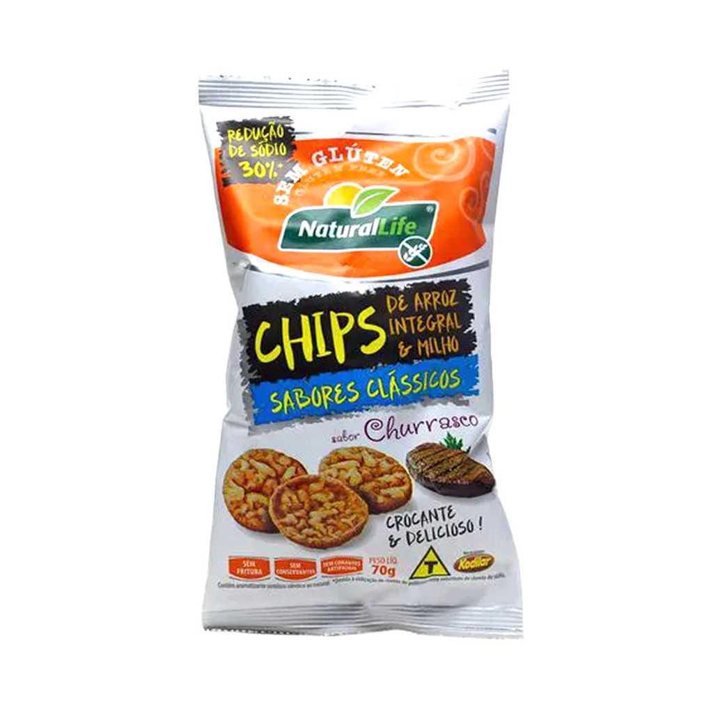 Chips de Arroz Integral e Milho sabor Churrasco 70g - Naturallife em Oferta na Shopee