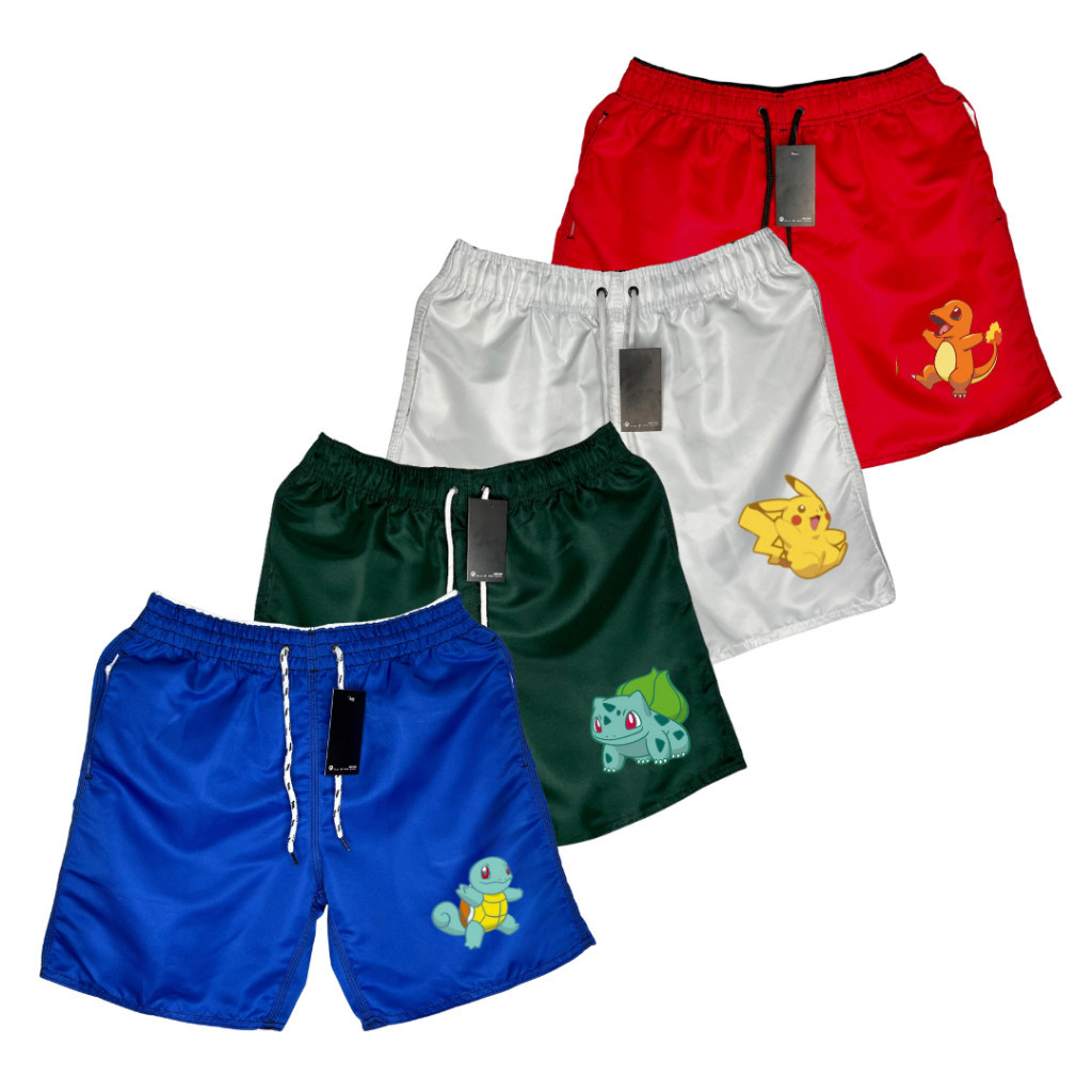 Kit 4 Bermuda Tactel POKE VR1 Short Praia Mauricinho Esportivo Treino Academia Masculino
