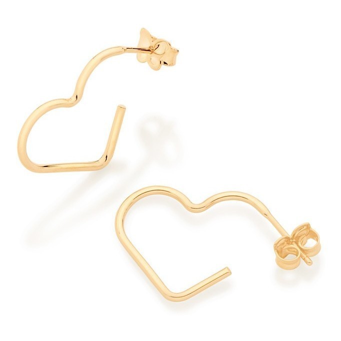 Brinco Meia Argola Coração Rommanel 526613 em Oferta na Shopee