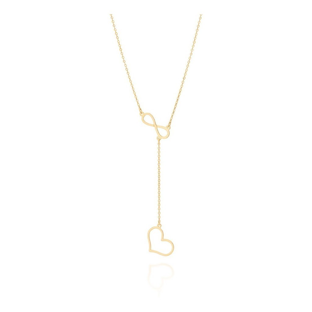 Gargantilha Gravata Infinito E Coração Rommanel 532068 em Oferta na Shopee