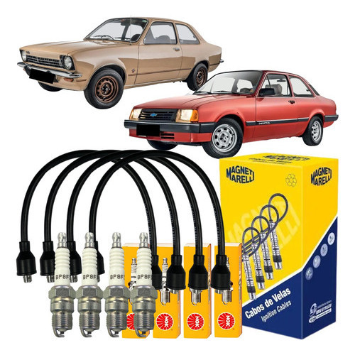 Kit Jogo Cabo E Vela De Ignição Gm Chevette Marajó 1.4 1.6 8v 1970 À 1994 - Spare Parts and Accessories for Vehicles