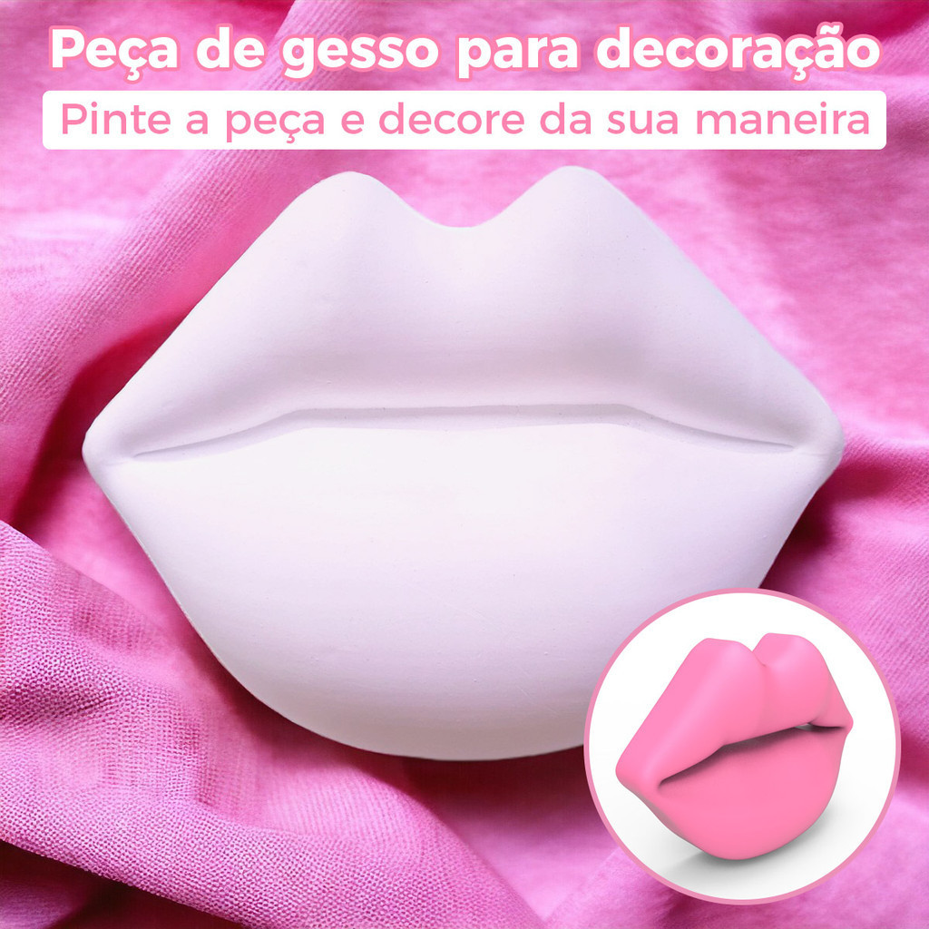 5 Lábios Boca Grande Gesso Decoração Decorar Parede Cômodo Salão Quarto Sala
