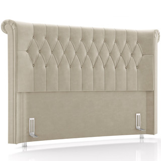 Cabeceira Cama Box Queen 160cm Estofada Meora P05 Veludo Bege - Lyam Decor em Oferta na Shopee