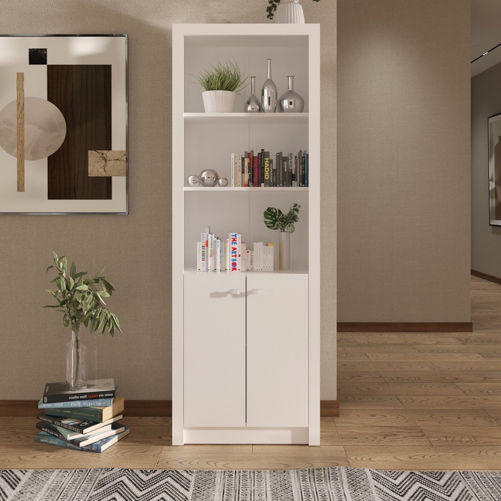 Armário Alto para Escritório 171,5x60cm com 2 Portas e 5 Prateleiras ME4110 Branco - Home & Living
