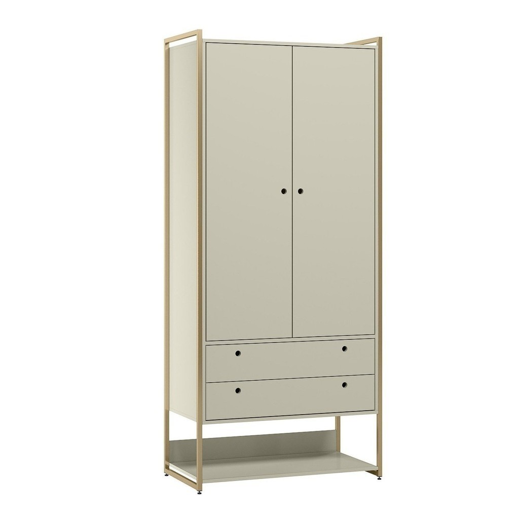Detalhes do Guarda Roupa Closet Modulado Industrial 2 Porta 2 Gavetas Olivar Off White