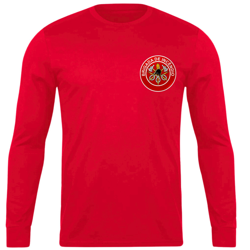 Camiseta Manga Longa Para Brigadista Bombeiro  Malha Fria