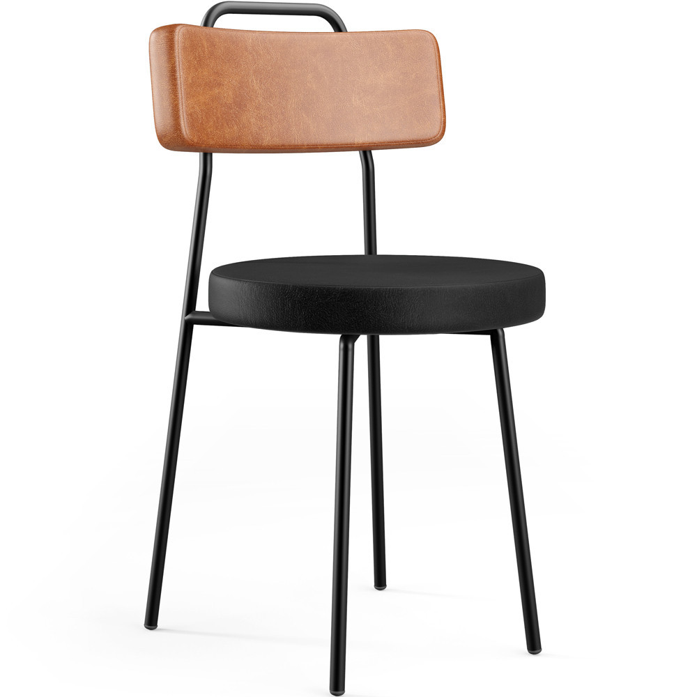 Cadeira Decorativa Estofada Para Sala De Jantar Barcelona L02 Couríssimo Camel Preto - Lyam - Home & Living