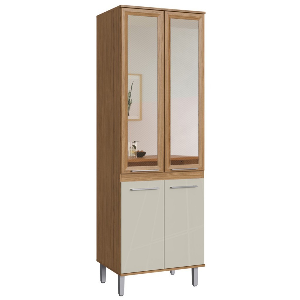 Paneleiros 4 Portas 4 Prateleiras Naturalle/Cristalo Co8220 - Decibal Móveis em Oferta na Shopee