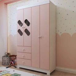 Guarda-Roupa Infantil Escotilha 4 Portas 3 Gavetas