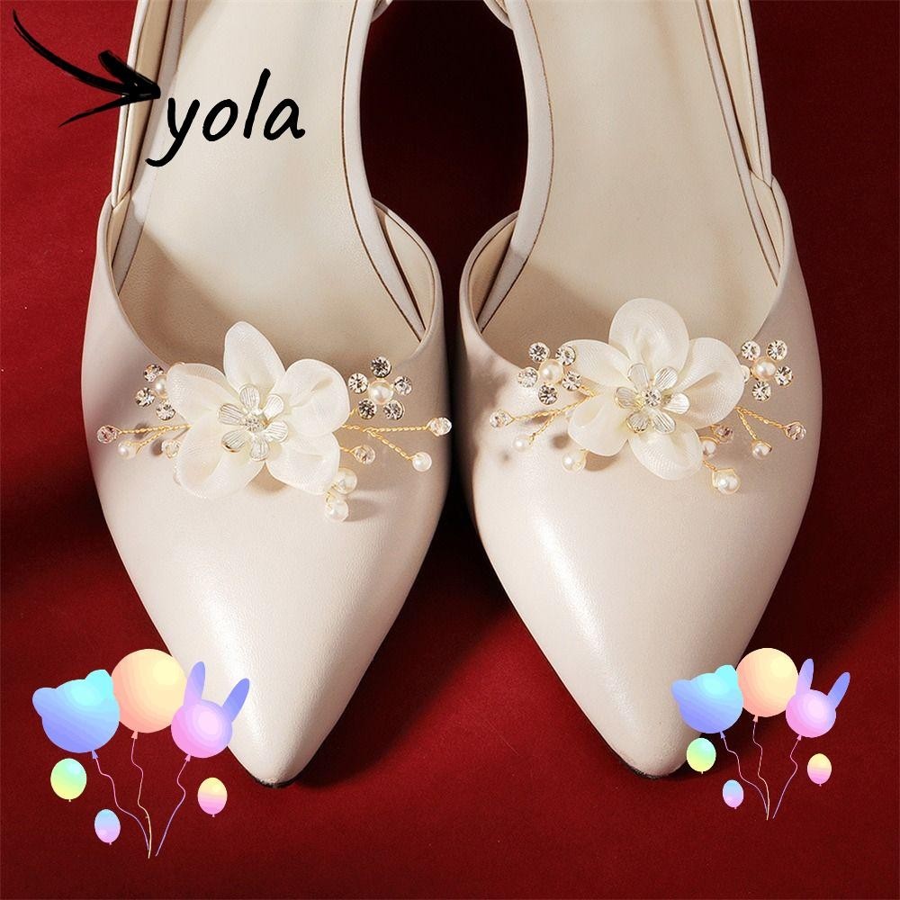 YOLANDAGOODS 1 Par Clipes De Sapatos Femininos Lady Bride Crystal Cloth Art Flower