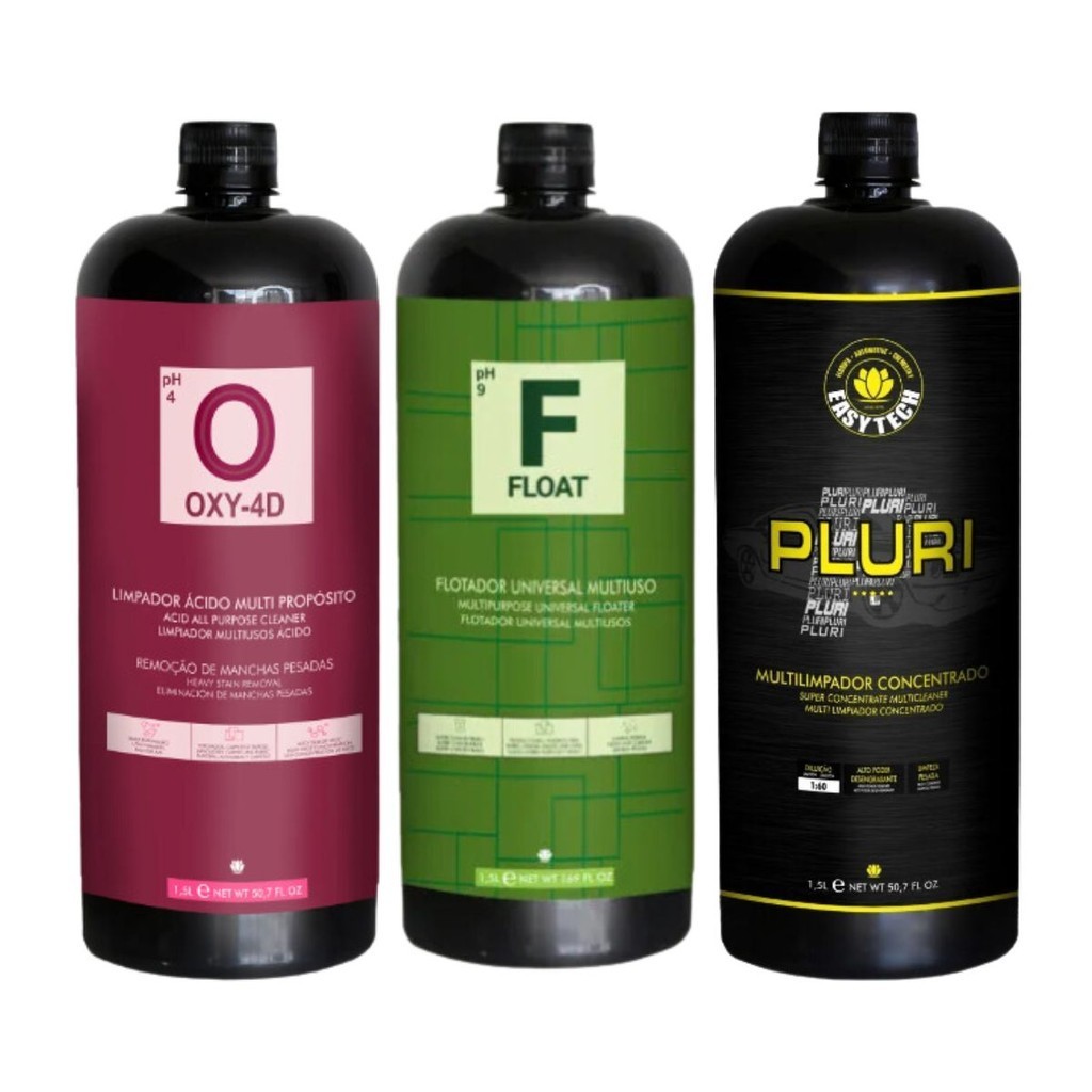 Kit Higienização Easytech - Pluri 1.5L + Oxy-4D 1.5L + Float 1.5L