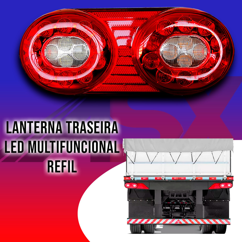 Luz Lanterna Farol Traseiro Led Carreta Carga Randon Caminhão Refil Bivolt 12v 24v em Oferta na Shopee