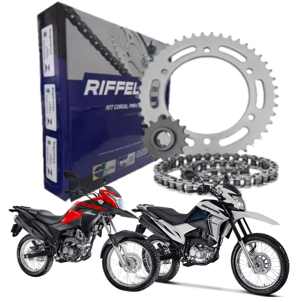 Kit Relação Transmissão Tração Bros 160 2015 à 2025 Original Riffel em Oferta na Shopee