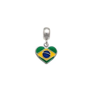 Berloque bandeira do Brasil formato coração prata 925 em Oferta na Shopee